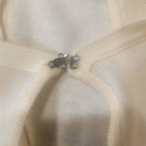 August Silk Cream Cardigan Flower/Pearl Applique - Size M - Picture 8 of 10